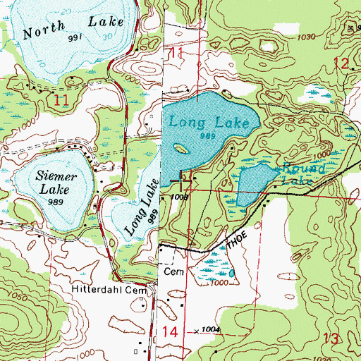 Topographic Map of Long Lake, WI