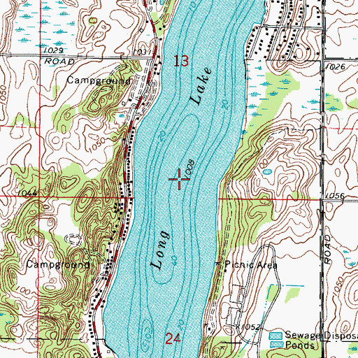 Topographic Map of Long Lake, WI