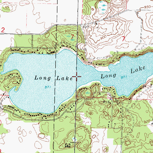 Topographic Map of Long Lake, WI
