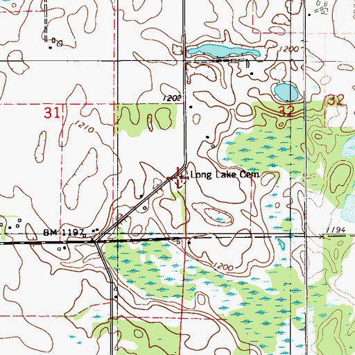 Topographic Map of Long Lake Cemetery, WI