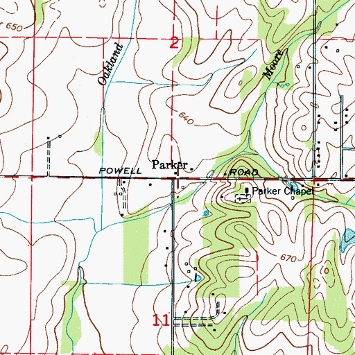 Topographic Map of Parker, AL