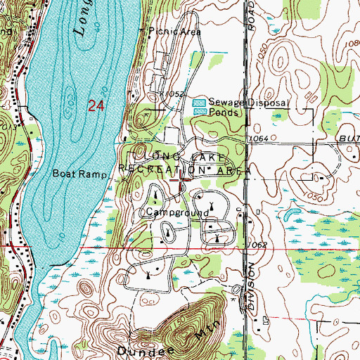 Topographic Map of Long Lake Recreation Area, WI