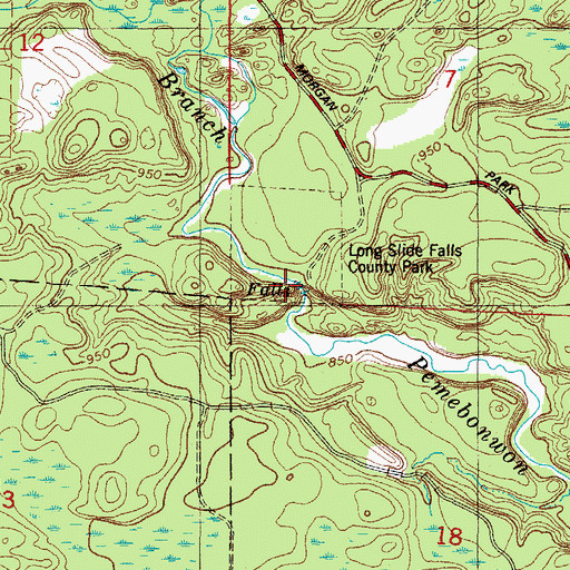Topographic Map of Long Slide Falls, WI