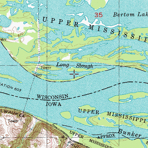 Topographic Map of Long Slough, WI