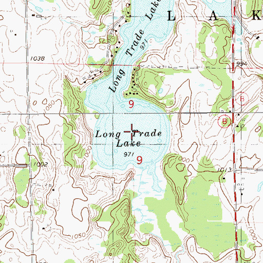 Topographic Map of Long Trade Lake, WI