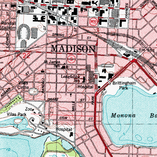 Topographic Map of Longfellow School (historical), WI