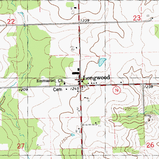 Topographic Map of Longwood, WI