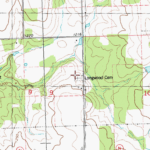 Topographic Map of Longwood Cemetery, WI