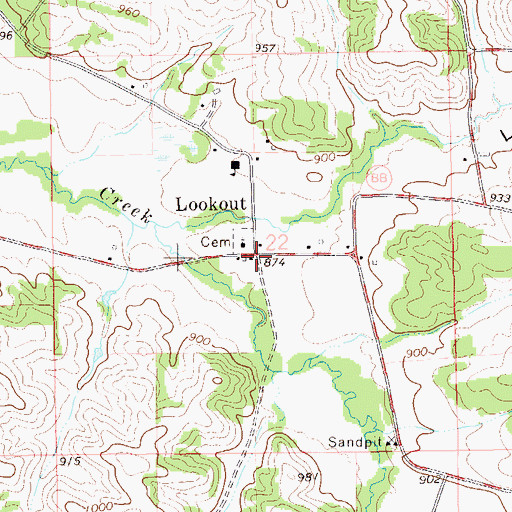 Topographic Map of Lookout, WI