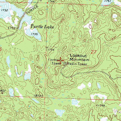 Topographic Map of Lookout Mountain, WI