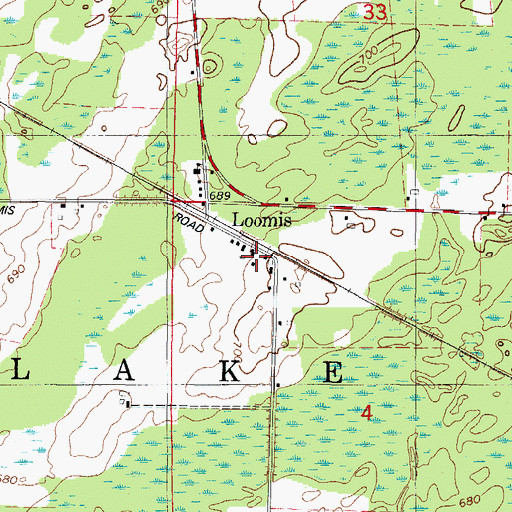 Topographic Map of Loomis, WI