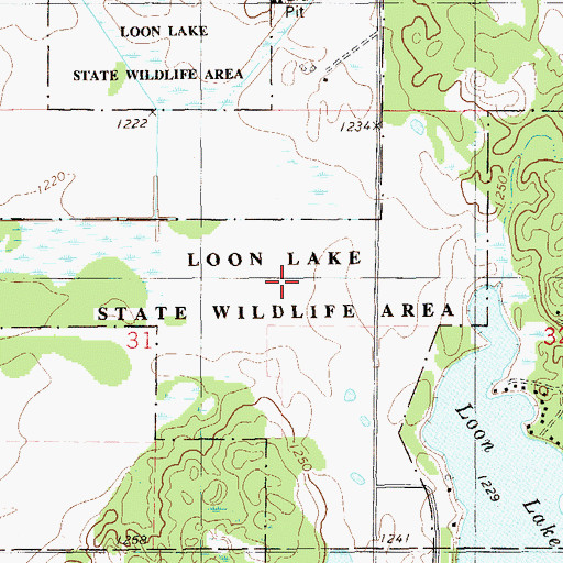 Topographic Map of Loon Lake State Wildlife Area, WI