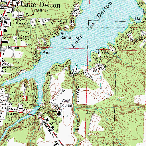 Topographic Map of Lost Canyon, WI