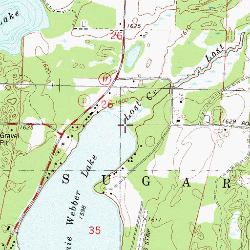 Topographic Map of Lost Creek, WI