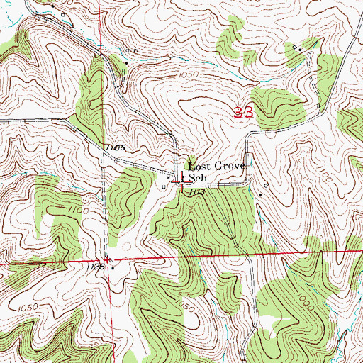 Topographic Map of Lost Grove School, WI