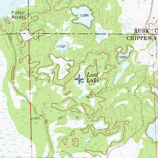 Topographic Map of Lost Lake, WI