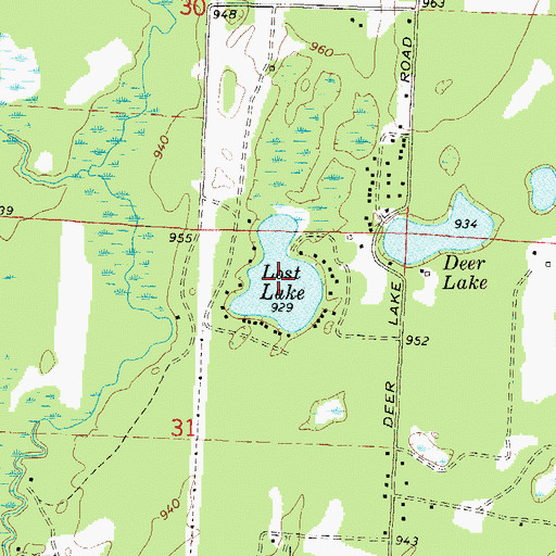 Topographic Map of Lost Lake, WI