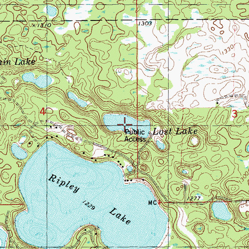 Topographic Map of Lost Lake, WI