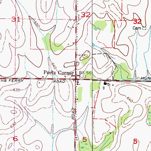 Topographic Map of Peets Corner, AL