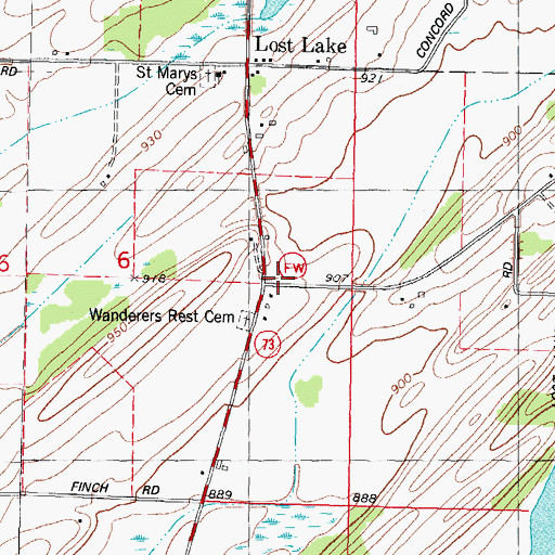 Topographic Map of Lost Lake School (historical), WI