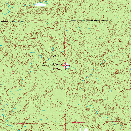 Topographic Map of Lost Mans Lake, WI
