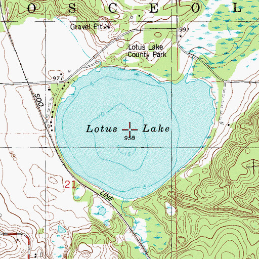 Topographic Map of Lotus Lake, WI