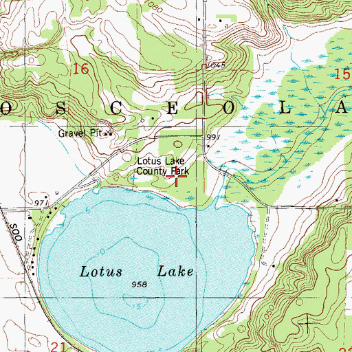 Topographic Map of Lotus Lake County Park, WI