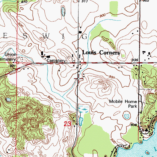 Topographic Map of Louis Corners, WI