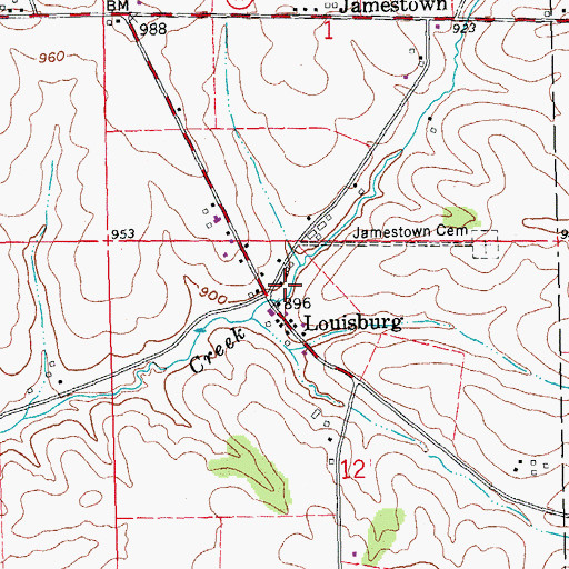 Topographic Map of Louisburg, WI