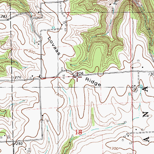 Topographic Map of Lovaas Ridge, WI