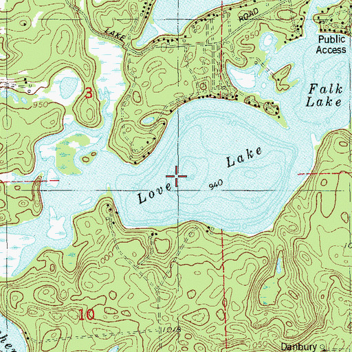 Topographic Map of Love Lake, WI