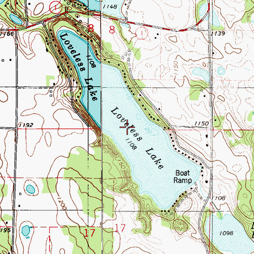 Topographic Map of Loveless Lake, WI