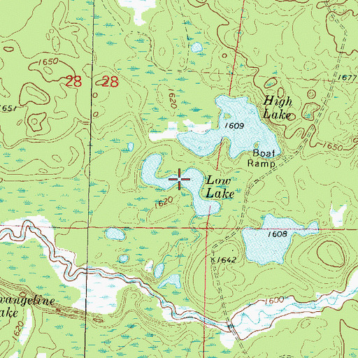 Topographic Map of Low Lake, WI