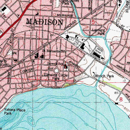 Topographic Map of Lowell Elementary School, WI