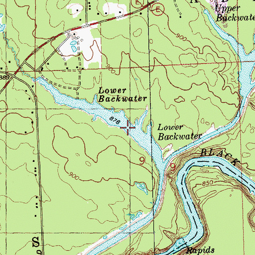Topographic Map of Lower Backwater, WI