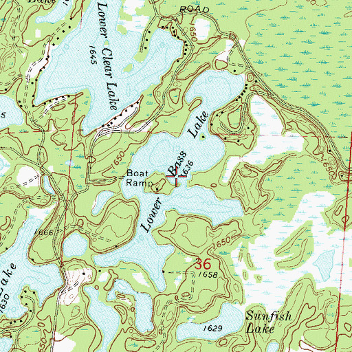 Topographic Map of Lower Bass Lake, WI