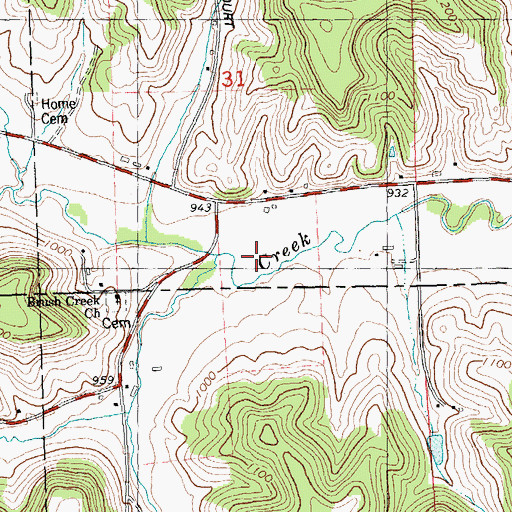 Topographic Map of Lower Brush Creek, WI