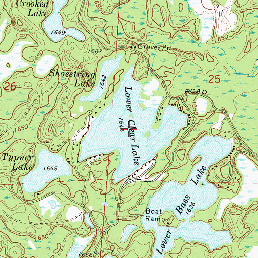 Topographic Map of Lower Clear Lake, WI