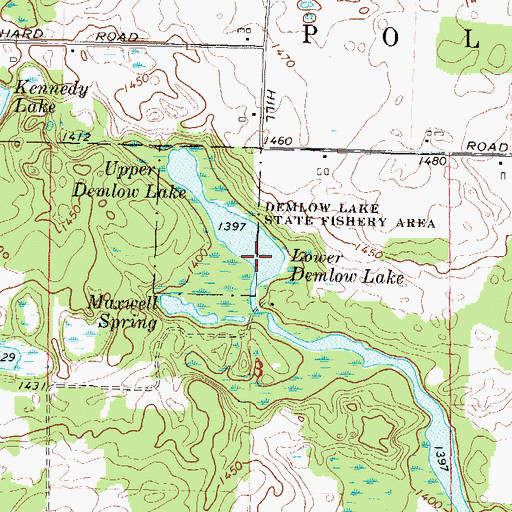 Topographic Map of Lower Demlow Lake, WI