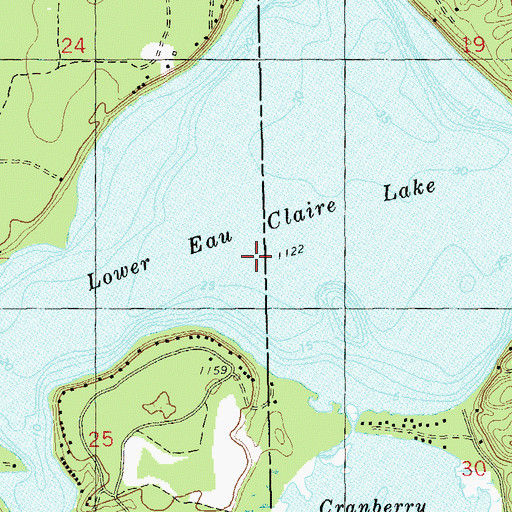 Topographic Map of Lower Eau Claire Lake, WI