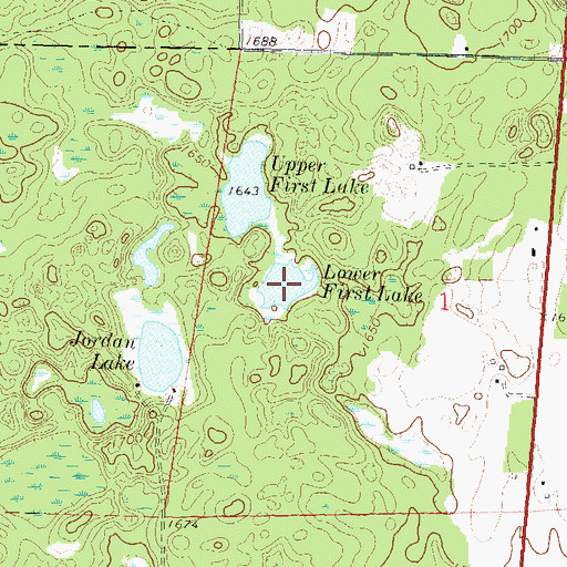 Topographic Map of Lower First Lake, WI