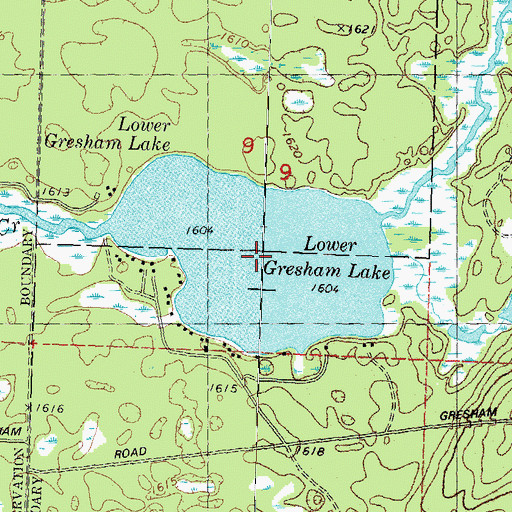 Topographic Map of Lower Gresham Lake, WI
