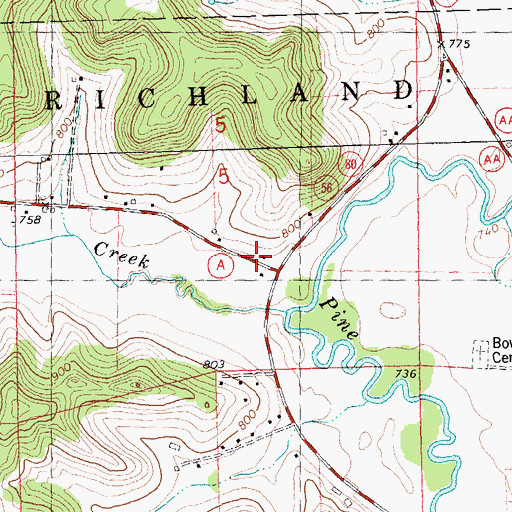 Topographic Map of Lower Horse Creek School (historical), WI