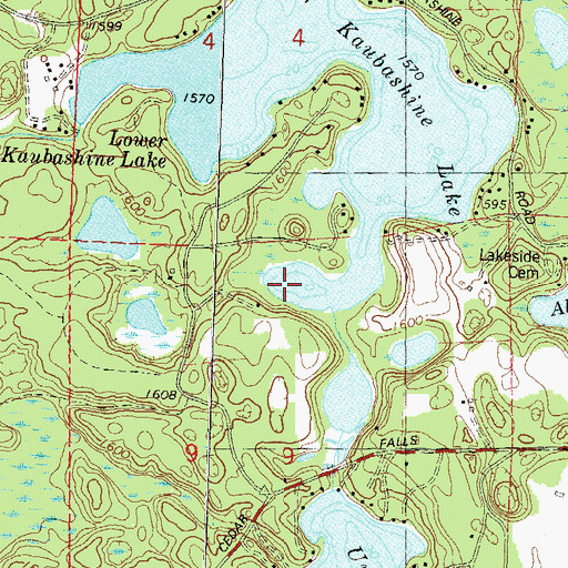 Topographic Map of Lower Kaubashine Lake, WI
