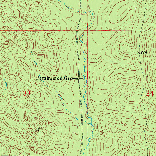 Topographic Map of Persimmon Grove, AL