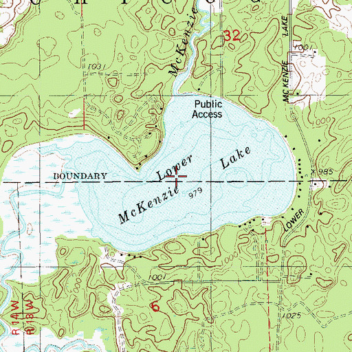 Topographic Map of Lower McKenzie Lake, WI