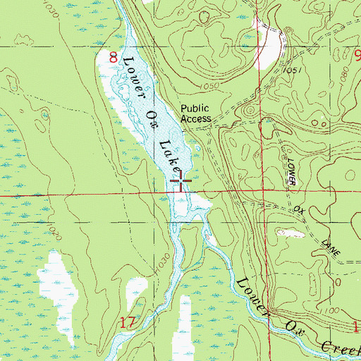 Topographic Map of Lower Ox Creek, WI