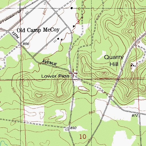Topographic Map of Lower Pass, WI