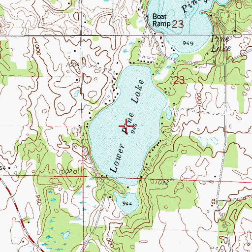 Topographic Map of Lower Pine Lake, WI