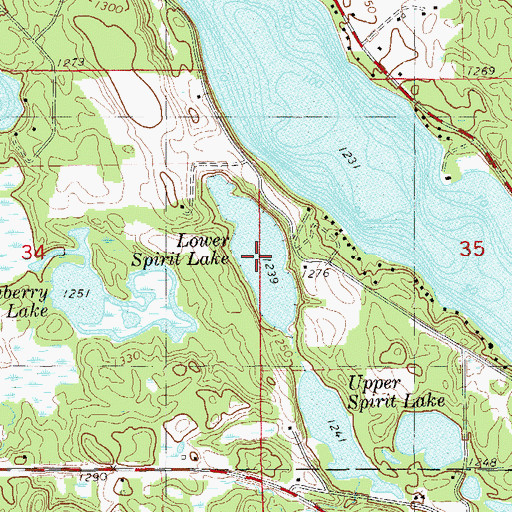 Topographic Map of Lower Spirit Lake, WI